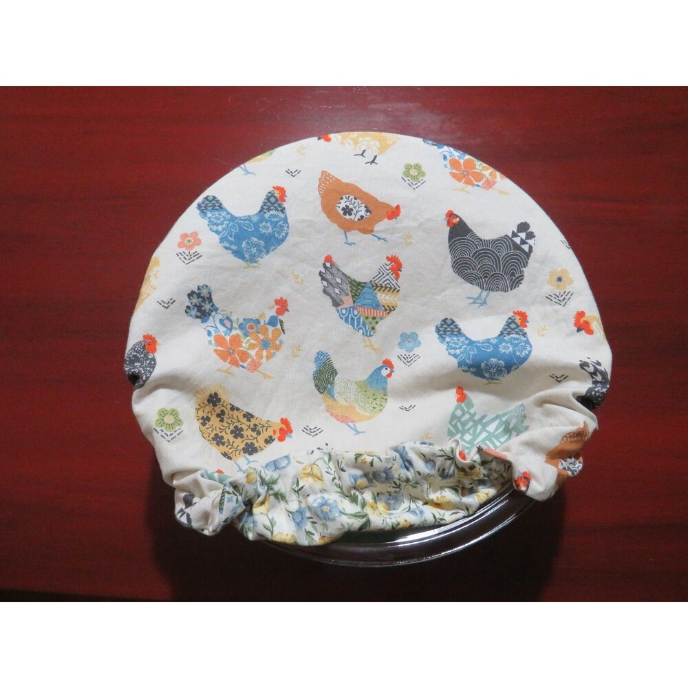 Reversible KitchenAid Bowl Cover: Chickens And Floral Print, Bowl Cover - Picture 5 of 6